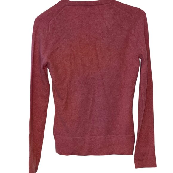 TSE 100% Cashmere Button Down Cardigan Women XS Sweater Maroon Pink Luxury Cozy - Picture 5 of 8